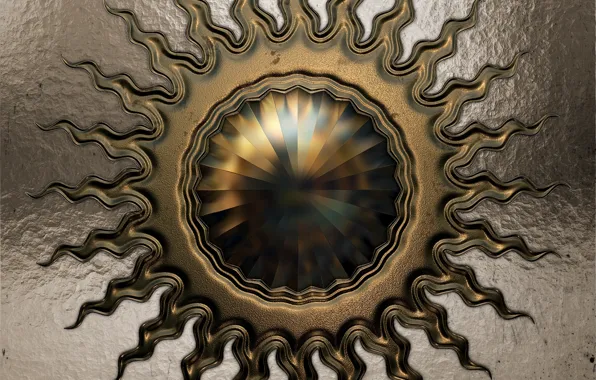 The sun, metal, texture, metallic, relief, foil, chasing