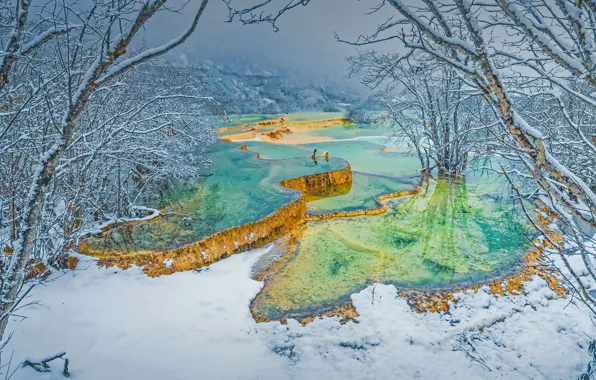 Picture China, terrace, Huanglong