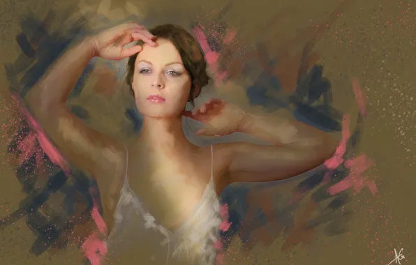 Look, girl, light, face, pose, background, movement, figure