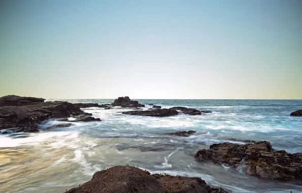 Sea, the sky, water, the ocean, shore, reefs