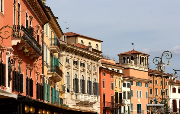 Home, Italy, lantern, balcony, Verona