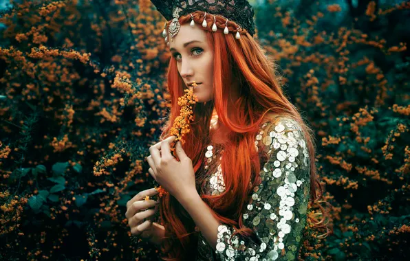 Picture decoration, flowering, the red-haired girl, Bella Kotak, The Tempest
