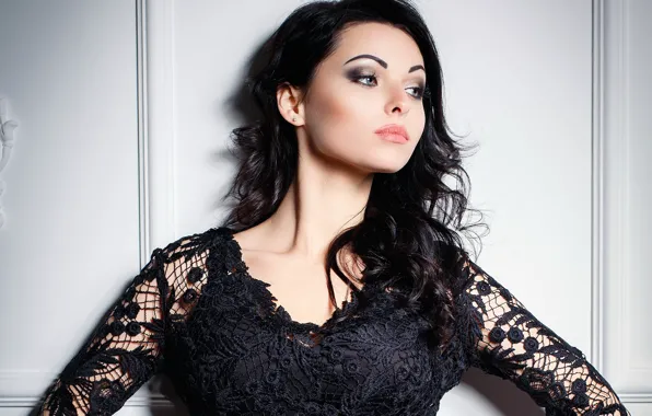 Pose, portrait, makeup, dress, brunette, hairstyle, beauty, is