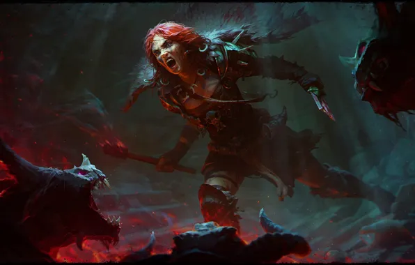 Barbarian, Red Hair, Woman Warrior, Diablo IV