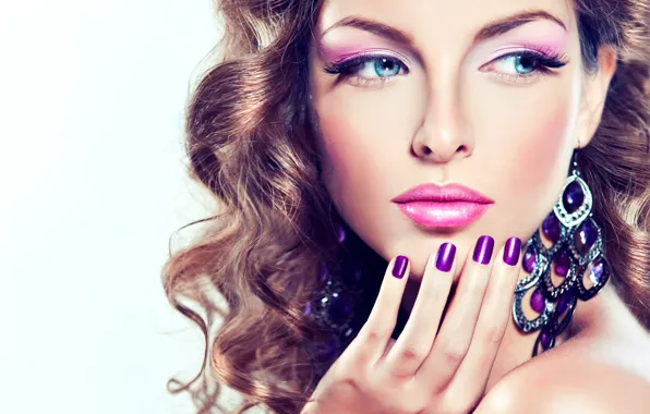 Picture purple, eyes, face, Girls, lips