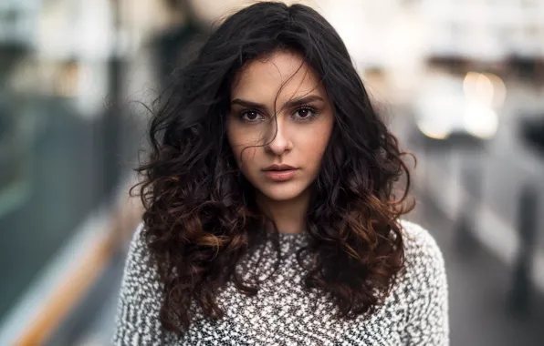 Look, glare, background, portrait, makeup, brunette, hairstyle, Michelle