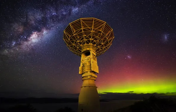 Stars, antenna, The milky way, radio telescope