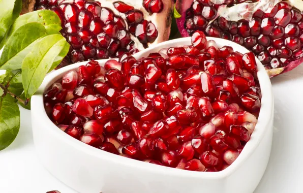Leaves, grain, garnet, grains, Pomegranate