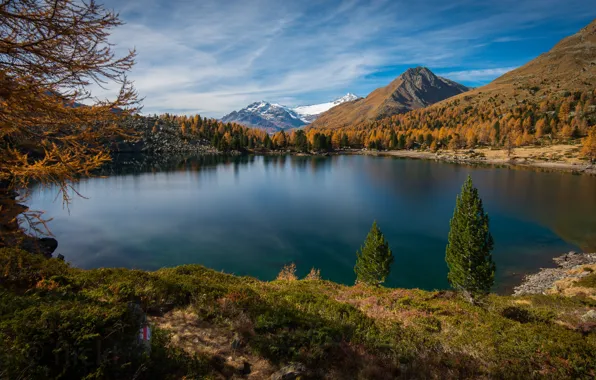 Picture autumn, landscape, mountains, nature, lake, Switzerland, Lago di Val Viola