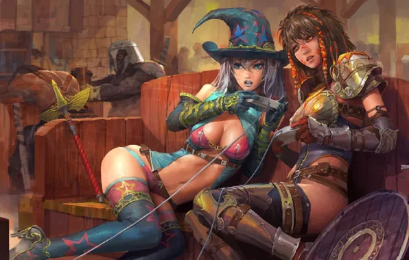 Sword, game, pantsu, panties, armor, boobs, breast, man