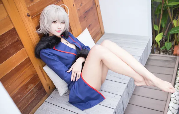 Picture look, barefoot, the door, Asian, beautiful girl, cosplay, slender legs, Xuan-KaYa