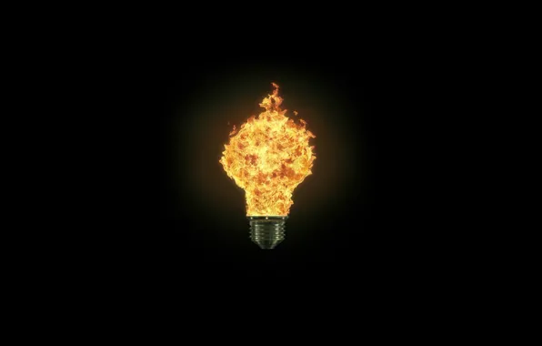 Light, fire, black, background, lamp