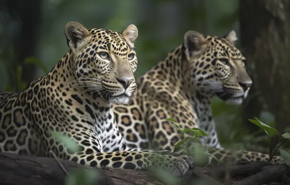 Look, face, nature, pose, leopard, pair, wild cats, wild cat