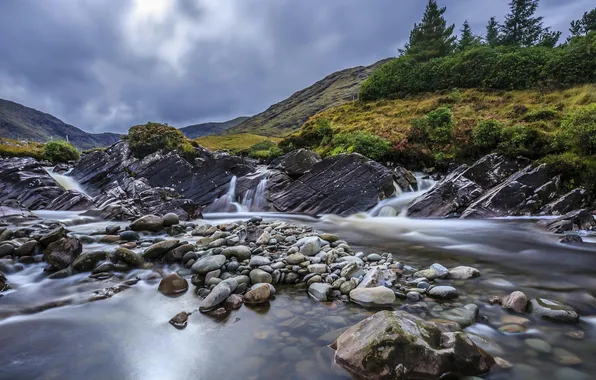 Picture river, sky, photography, trees, nature, water, clouds, rocks