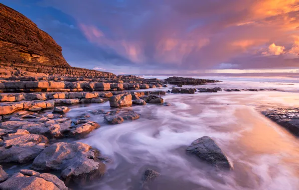 Picture stones, rocks, coast, South Wales, Glamorgan, Nash Point