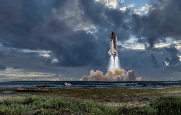 The sky, rocket, start