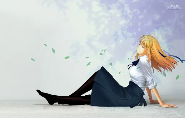 Picture girl, hair, fate stay night, breeze