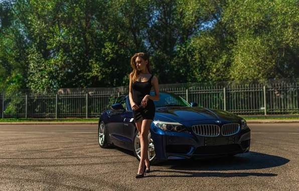 Picture girl, sweetheart, model, BMW, Glasses, Wallpaper, Shoes, brown hair