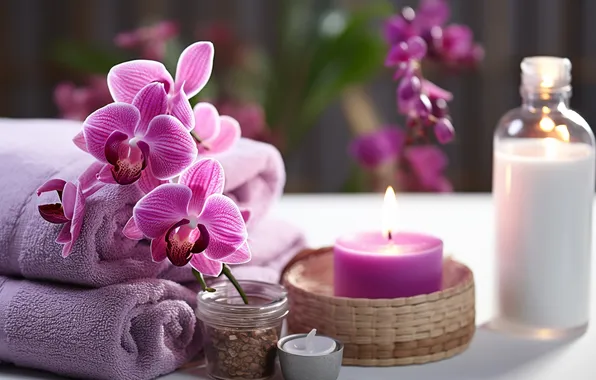 Flowers, orchids, towels, AI art, neural network