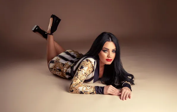 Girl, sweetheart, model, brunette, Shoes, Heels, beautiful, Tattoo