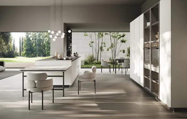Style, Villa, interior, Italy, kitchen, dining room, dining area, Italian design