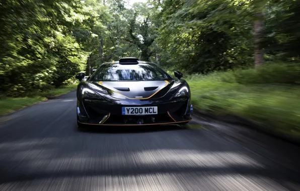 Black, coupe, McLaren, in motion, 2020, V8 twin-turbo, 620R, 620 HP