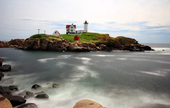 Stones, lighthouse, Sea