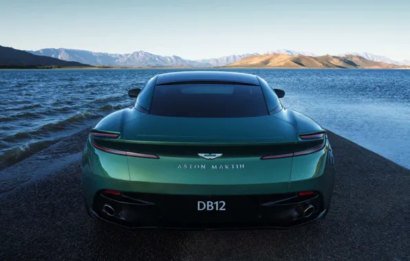 Clouds, mountains, Aston Martin, rear view, sports coupe, 2023, sports coupe, Aston Martin DB12