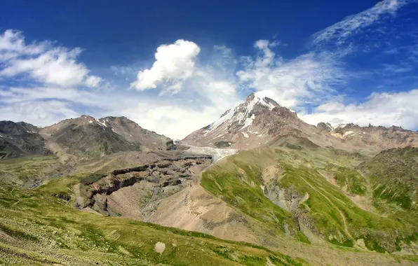 Picture green, ice, georgia, blue, mountain, kazbegi, glacier.trekking