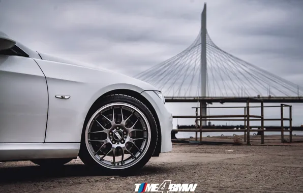 Car, machine, auto, bridge, city, fog, race, bmw