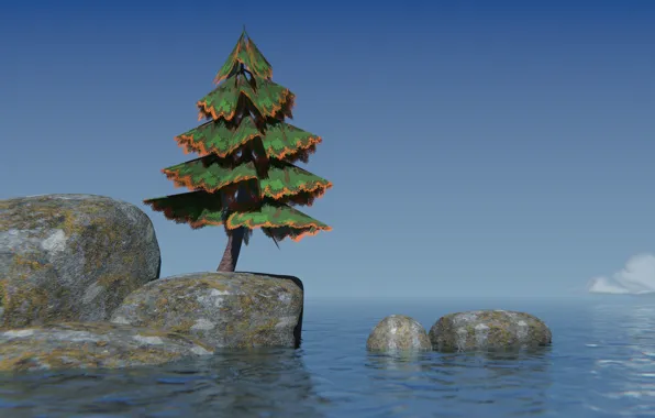 Landscape, tree, simply, blender3d, 3dart, blender render