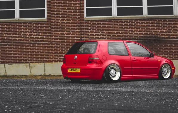 Red, tuning, volkswagen, red, Golf, golf, Volkswagen, stance