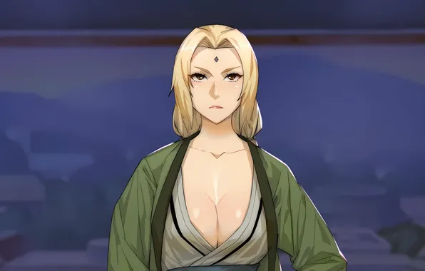 Girl, sexy, cleavage, Naruto, long hair, dress, brown eyes, boobs