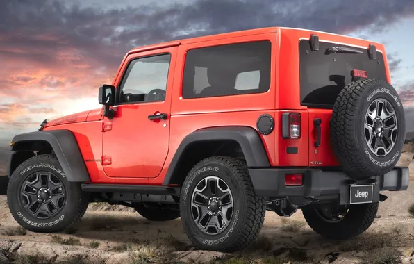 Red, Jeep, rear view, Wrangler, Ringler, Jeep, Moab