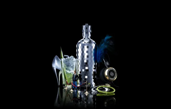 Picture bottle, glamour, club, black background