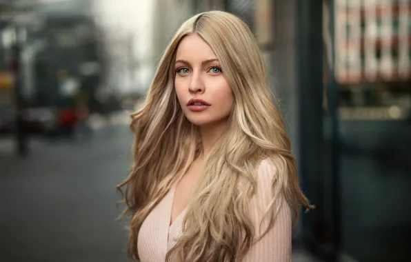 Look, model, portrait, makeup, hairstyle, blonde, beauty, bokeh