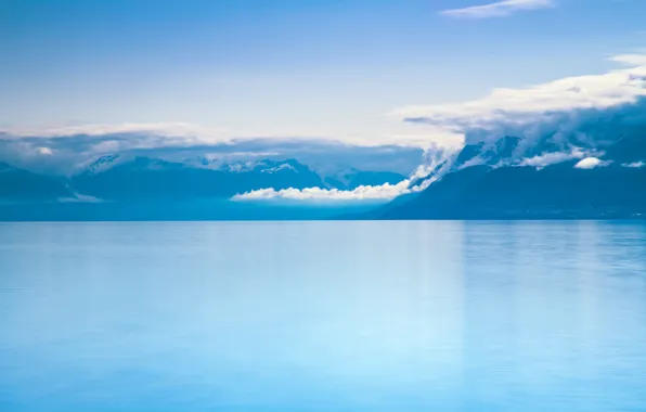 Picture sea, the sky, fog