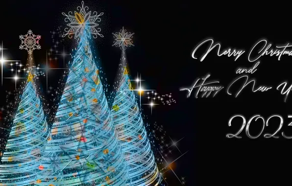 Stars, snowflakes, lights, the inscription, graphics, spiral, blue, Christmas
