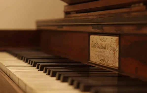 Retro, music, keys, piano, piano, musical instrument, vintage, bokeh