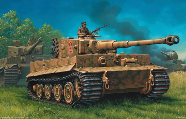 Picture tiger, war, tank, drawing