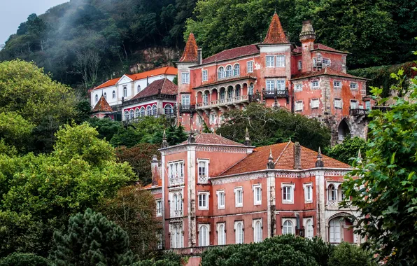 Trees, mountains, home, Portugal, palaces, Sintra