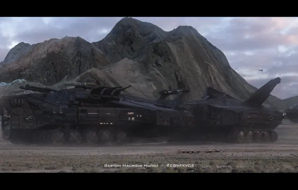 Machine, mountains, weapons, Conqueror