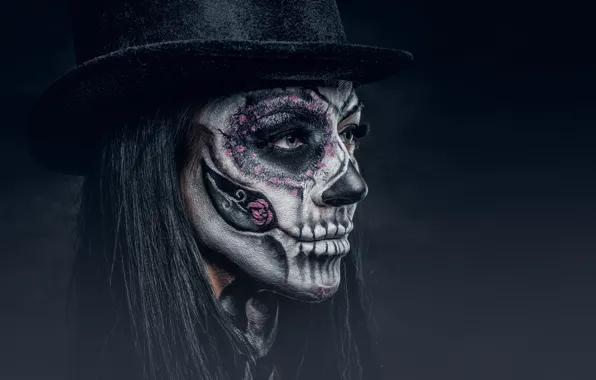 Picture woman, makeup, hatter, day of the dead
