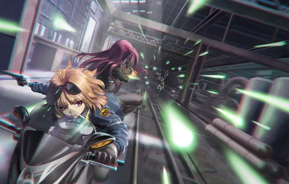 Weapons, girls, Motorcycle, shooting, The tunnel, Girls Frontline