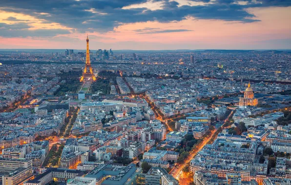 Sunset, France, Paris, the evening, panorama, Paris, France