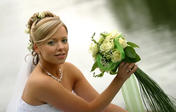 Holiday, bouquet, dress, the bride, wedding