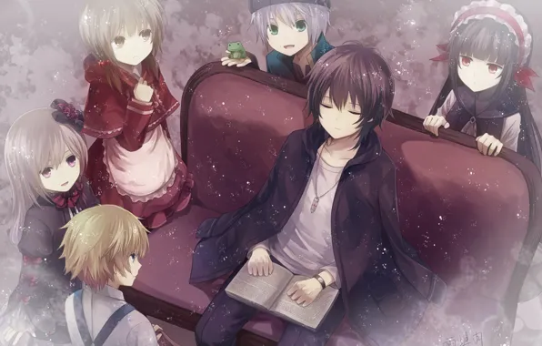 Children, frog, anime, art, book, guy