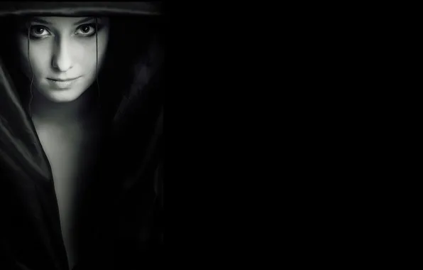 Girl, the darkness, black, shadow, vampire, black background