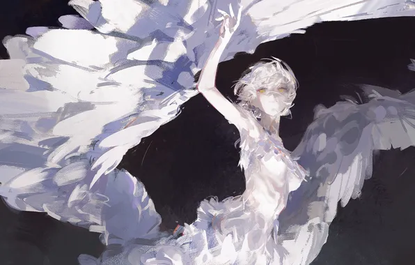 Girl, wings, white dress, Dungeon Meshi, Falin Touden