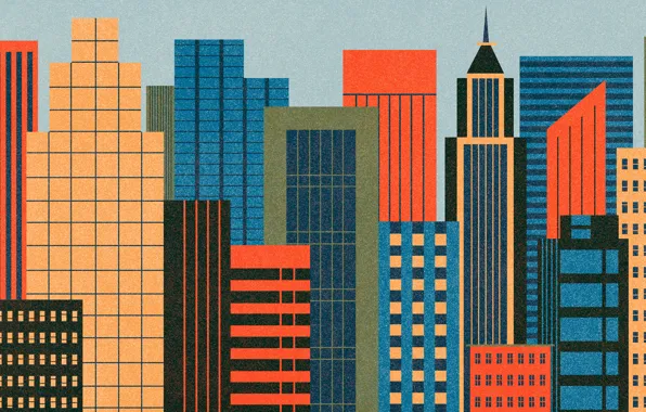 Skyscrapers, picture, flats, drawn skyscrapers